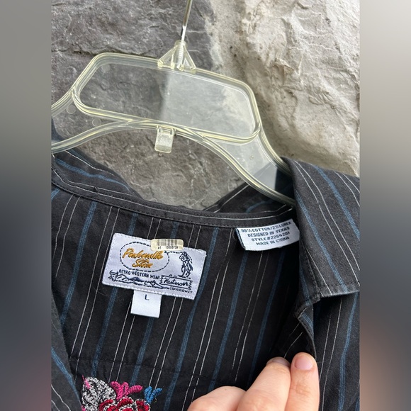 Panhandle Slim Womens Pearl Snap Western Shirt Sz L Embroidered Musician Rodeo - Picture 4 of 5